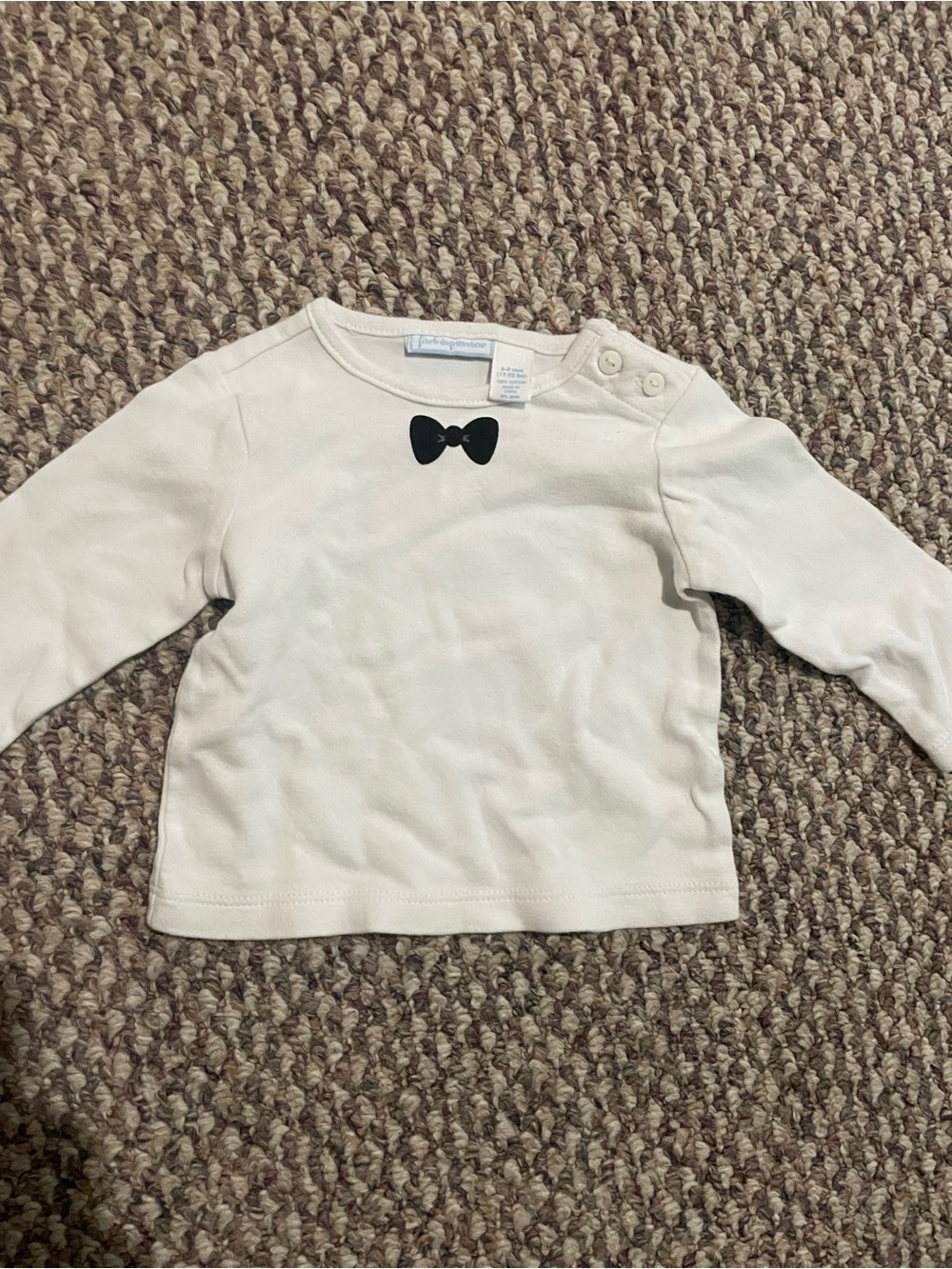 Impressions Cream Long-Sleeve Top with Black Bow